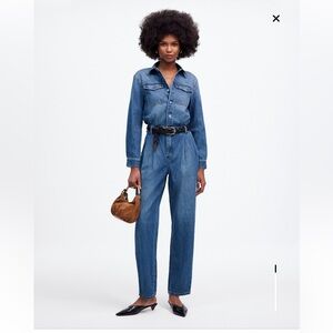 Pleated Barrel Leg Jumpsuit in Baywood Wash Airy NWT sz 10